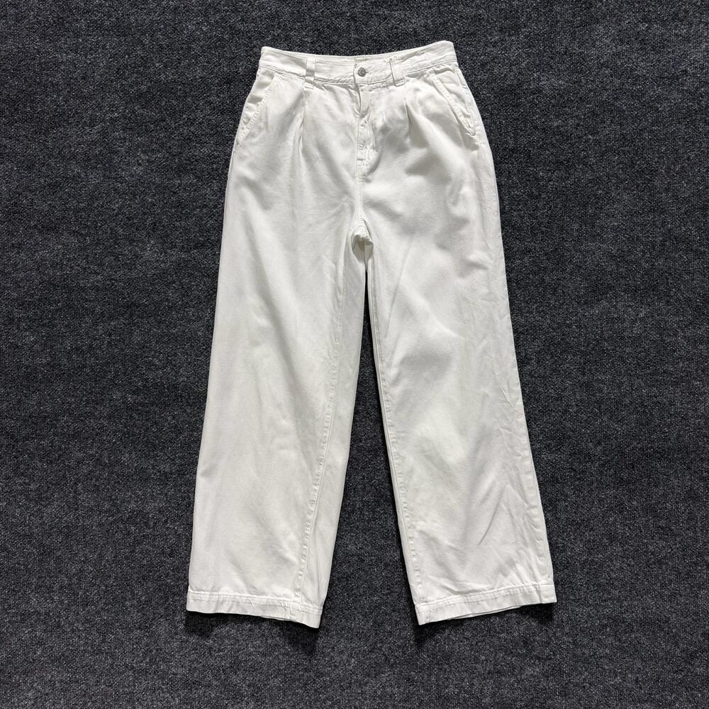 Madewell Pants Womens 26 White Wide Leg Pleated Chino Cotton Twill Casual
